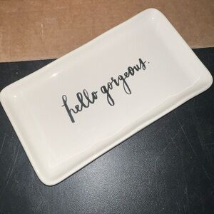 Rae Dunn Cream Tray with Black Text